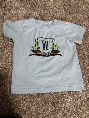 Light Blue Kids Duck Monogram Tee - W